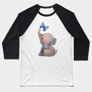 Elefant mit Schmetterling Baseball T-Shirt